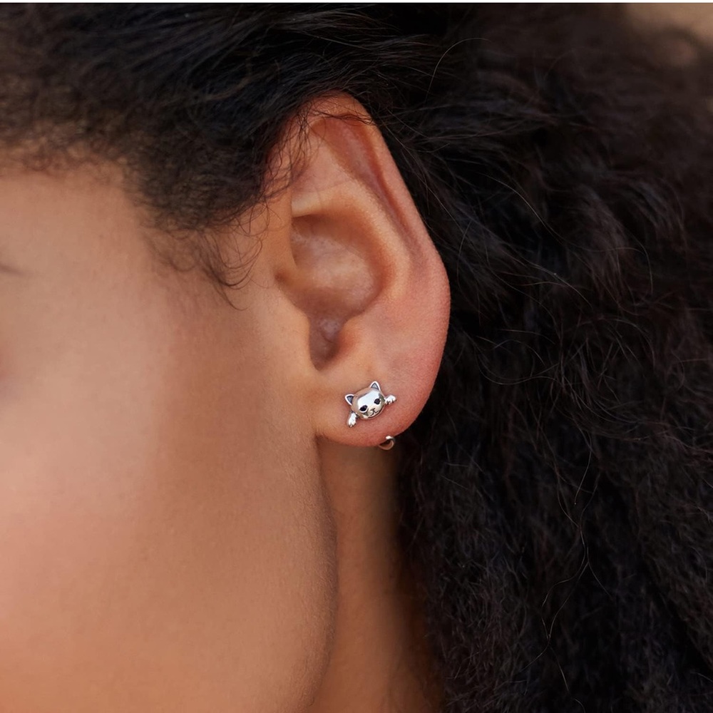 Silver Cat Wrap Earrings - Picture 4 of 4